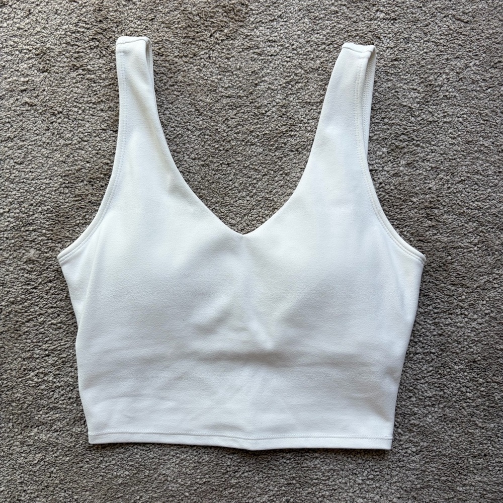 P’tula White V-Neck Faith Crop Tank Top